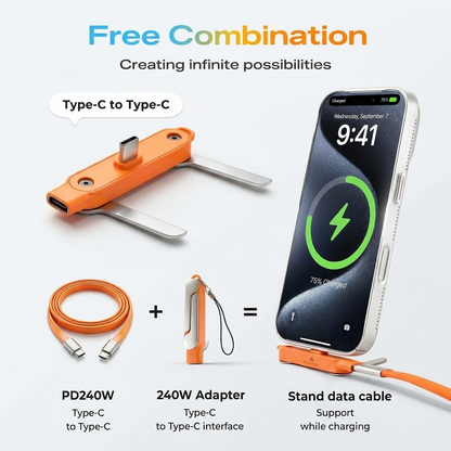 Fast Charging Cable with Detachable Stand | USB-C & Lightning