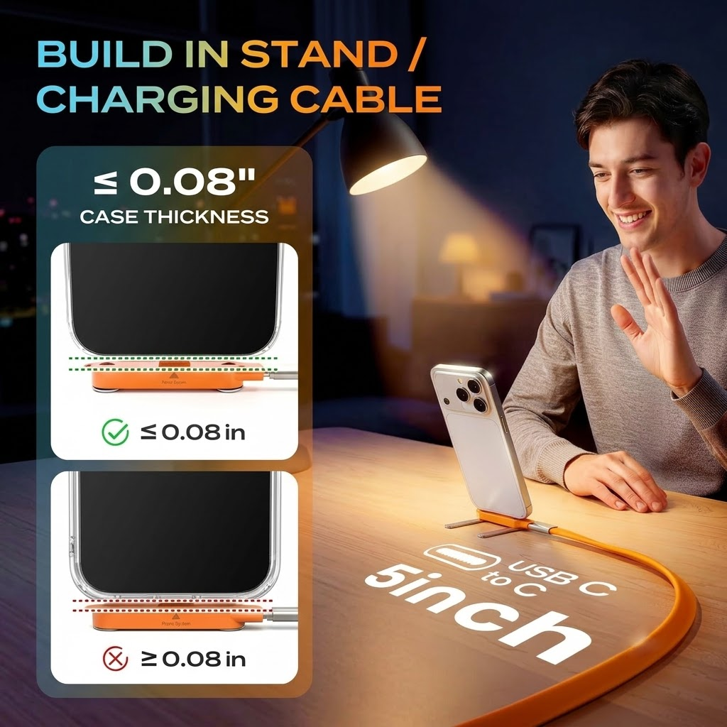Fast Charging Cable with Detachable Stand | USB-C & Lightning VIP