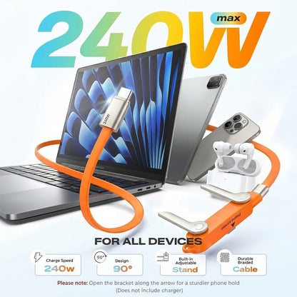 Fast Charging Cable with Detachable Stand | USB-C & Lightning VIP