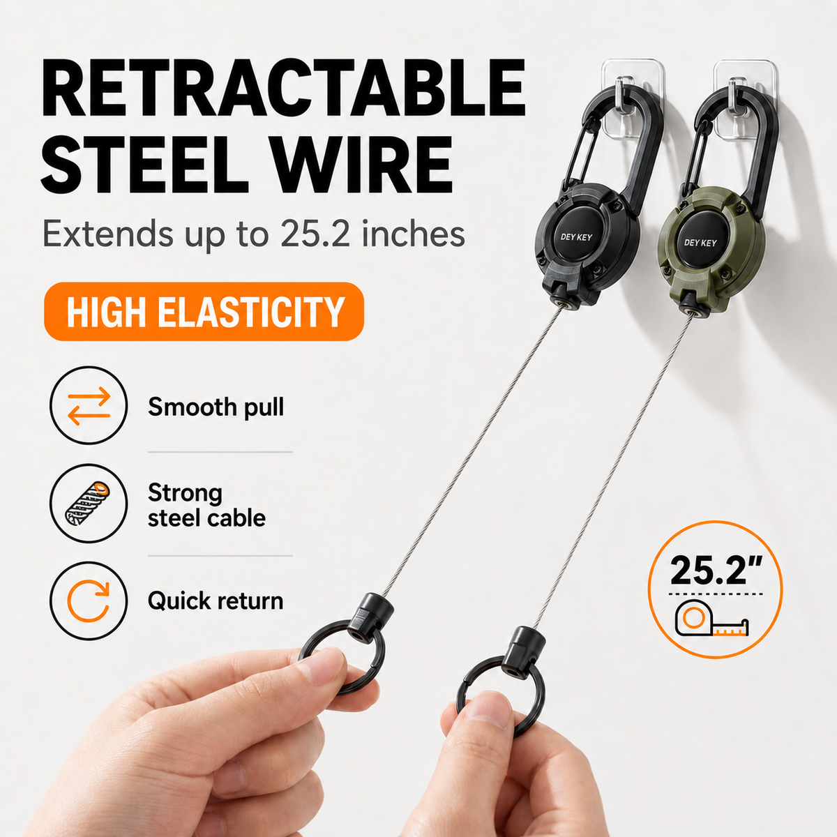 Heavy-Duty Retractable Key Holder