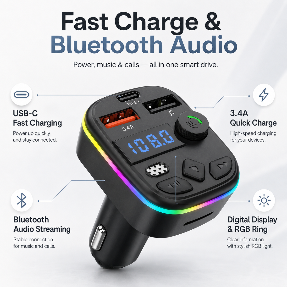 Bluetooth Car Smart Adapter Upgraded Design