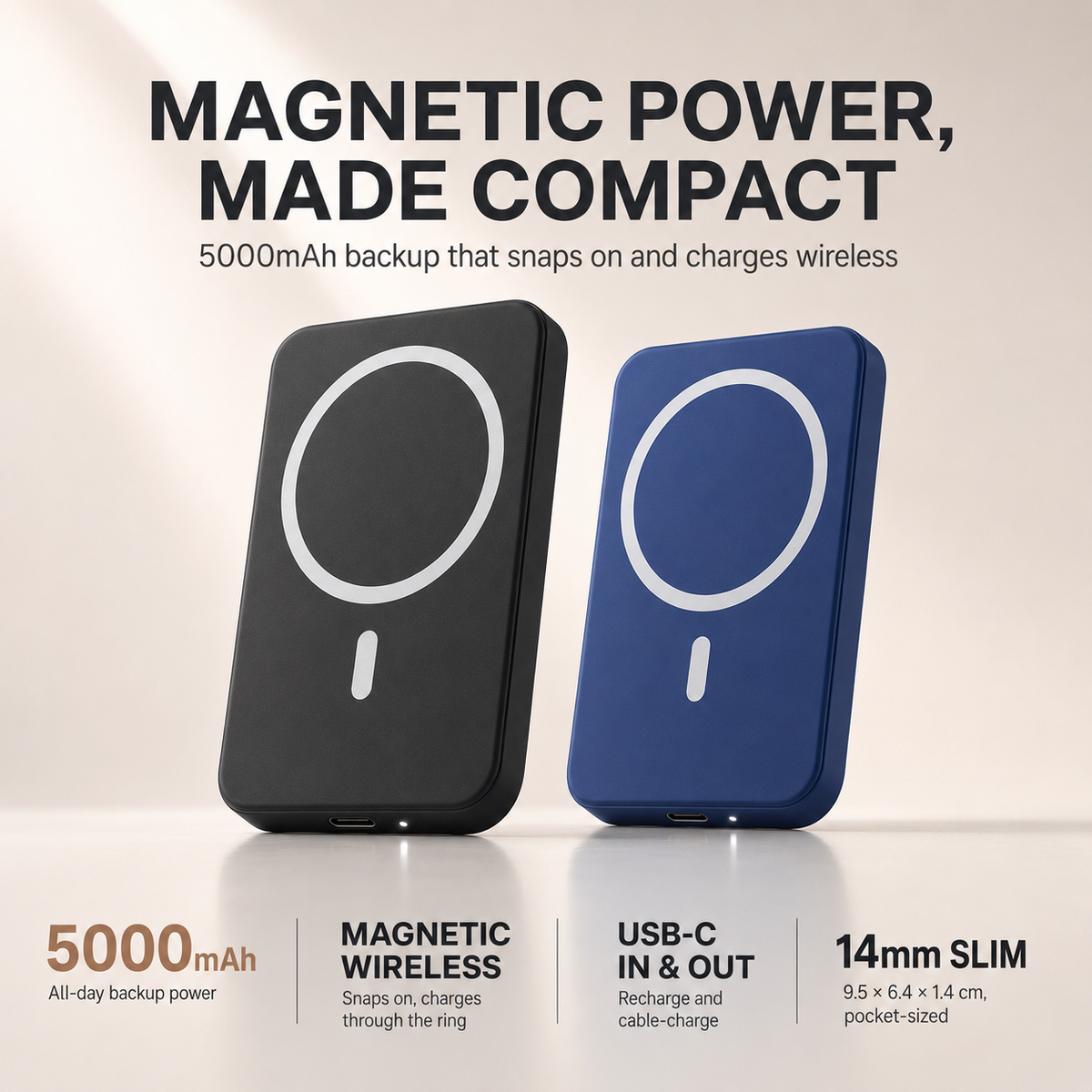 Magnetic Wireless Power Bank.