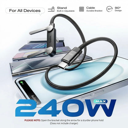 Fast-Charging Cable with Invisible Stand | USB-C & Lightning.